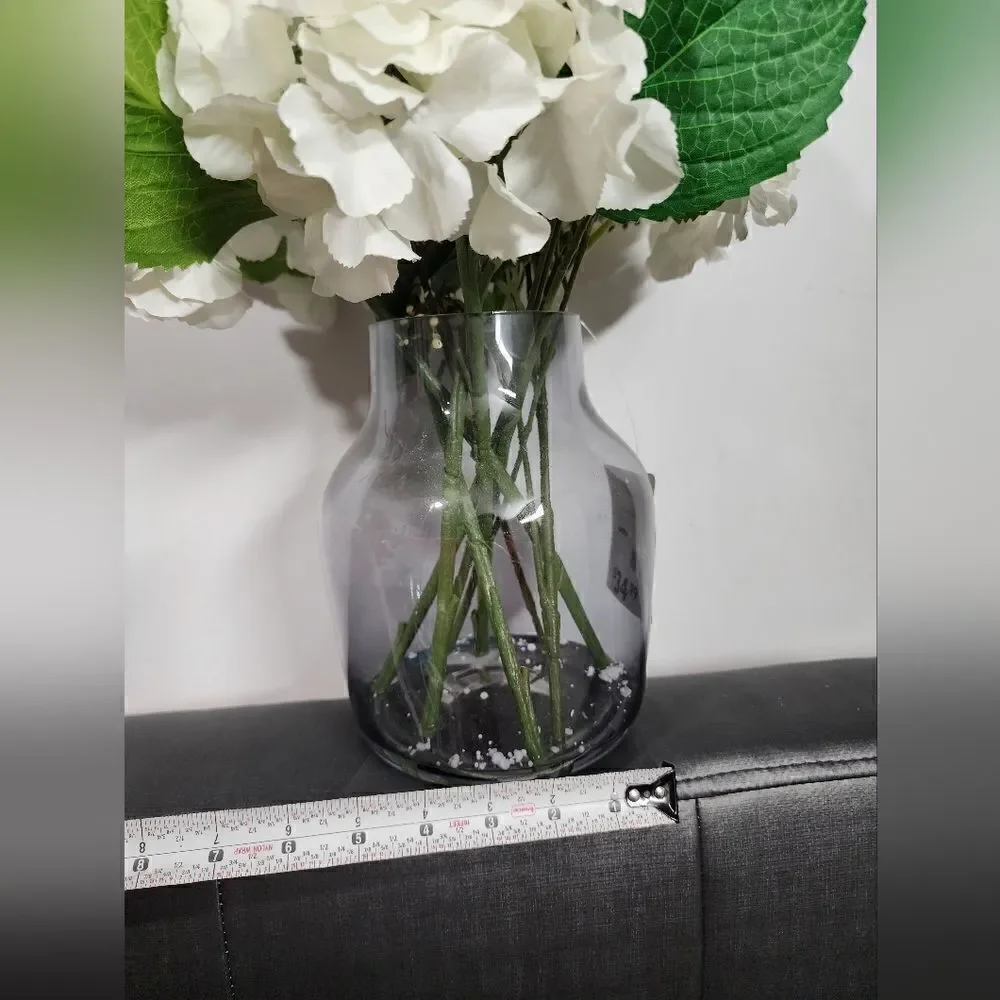 New Blooming Hydrangea Artificial with Glass Vase Arrangement